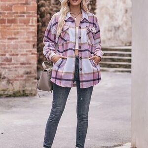 Plaid Women's Jacket - Pink and Purple